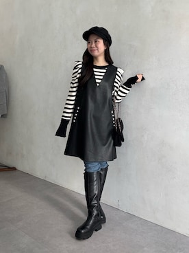 「アイテム（キャスケット）」を使った、まりんさん（レディース・148cm）の冬コーディネート