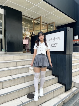 「one after another NICE CLAUP（ワンアフターアナザーナイスクラップ）のアイテム（ニット/セーター）」を使った、まりんさん（レディース・163cm）の夏コーディネート