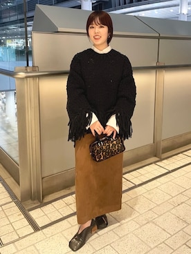 「アイテム（ボストンバッグ）」を使った、MEIさん（レディース・154cm）の秋コーディネート