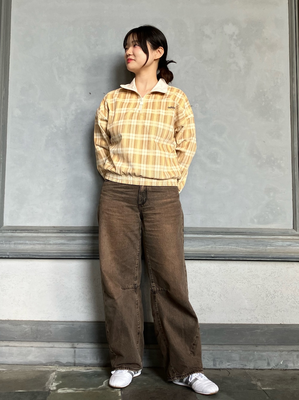 adidas コーデュロイ タータン ハーフジップトップ adidas コーデュロイ タータン ハーフジップトップ / アディダス