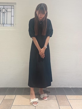 「ESPERANZA（エスペランサ）のリボンクリアヒールサンダル（サンダル、ホワイト系）」を使った、suzuha14さん（レディース）の夏コーディネート
