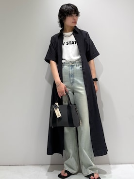 「SENSE OF PLACE by URBAN RESEARCH(センスオブプレイスバイアーバンリサーチ)の『UR TECH DRYLUXE』リネンライクワンピース(ワンピース、グレー系)」を使った、aikaさん(レディース・162cm)の夏コーディネート