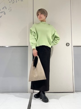 「SENSE OF PLACE by URBAN RESEARCH（センスオブプレイスバイアーバンリサーチ）のポンチタイトスカート（スカート）」を使った、aikaさん（レディース・161cm）の冬コーディネート