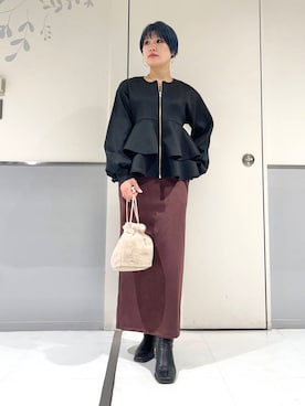 「SENSE OF PLACE by URBAN RESEARCH（センスオブプレイスバイアーバンリサーチ）のポンチタイトスカート（スカート）」を使った、aikaさん（レディース・161cm）の冬コーディネート