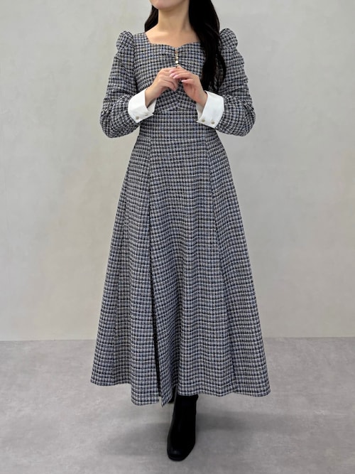 セール】2025秋冬新作 カットジャガードフレアワンピース（ワンピース