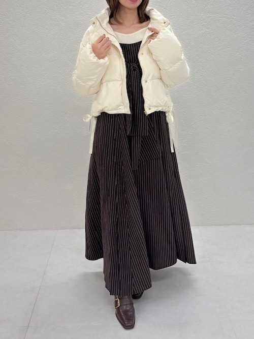 セール】2025秋冬新作 サイドリボンフード付ショートダウン（ダウン