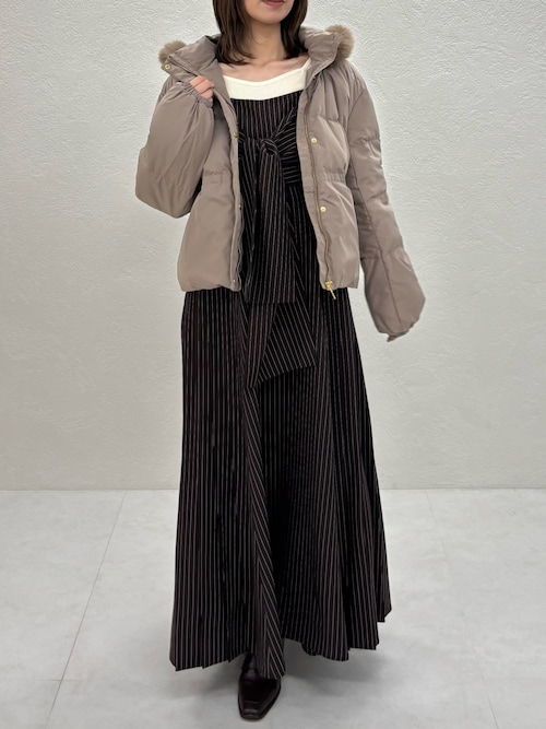 2025秋冬新作 フードファー付ショートダウン（ダウンジャケット/コート