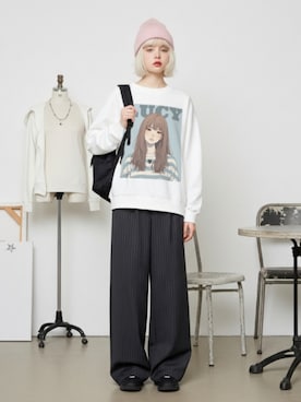 「アイテム（ニットキャップ/ビーニー、ピンク系）」を使った、lucyinrecordさん（レディース・161cm）の秋コーディネート