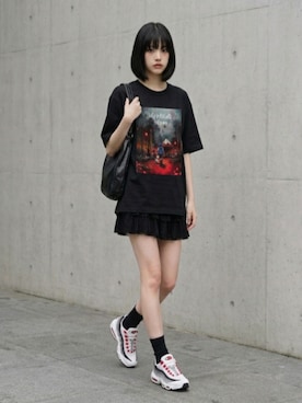 「NIKE（ナイキ）のNIKE AIR MAX 95 OG Red Gradation（スニーカー、レッド系）」を使った、lucyinrecordさん（レディース・161cm）の夏コーディネート