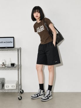 「NIKE（ナイキ）のNike Terminator High "Georgetown/Granite and Dark Obsidian（スニーカー、グレー系）」を使った、lucyinrecordさん（レディース・161cm）の夏コーディネート
