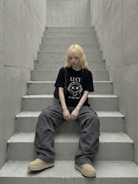 「Timberland（ティンバーランド）のアイテム（ブーツ、ベージュ系）」を使った、lucyinrecordさん（レディース・161cm）の夏コーディネート