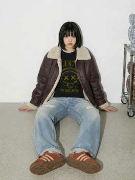 「アイテム（ムートンコート）」を使った、lucyinrecordさん（レディース・161cm）の秋コーディネート