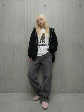 「adidas（アディダス）のガゼル インドア / Gazelle Indoor / アディダスオリジナルス adidas Originals（スニーカー、ピンク系）」を使った、lucyinrecordさん（レディース・161cm）の夏コーディネート