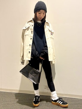 「adidas originals」｜「アイテム（ニットキャップ/ビーニー）」を使った、Mさん（レディース・153cm）の秋コーディネート