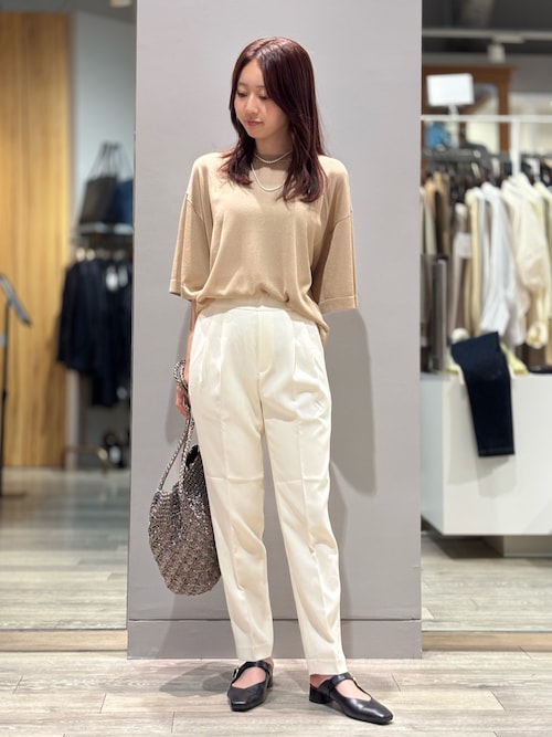 ENFOLD ハイツイストギャバロールアップテーパードパンツ ベージュ osharewalker コーデュロイパンツ レディース ボトムス ロング