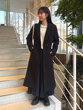 「アイテム（チェスターコート）」を使った、Toyotaさん（レディース・153cm）の秋コーディネート