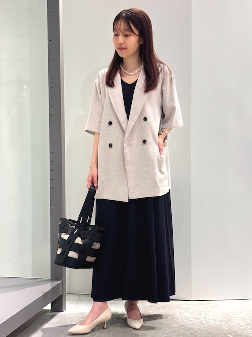 セットアップ対応】リネンライク半袖ジャケット（テーラードジャケット