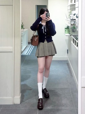 「アイテム（ボストンバッグ）」を使った、リンさん（レディース・155cm）の秋コーディネート