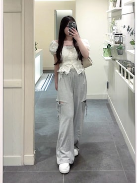 「アイテム（バッグ）」を使った、リンさん（レディース・155cm）の夏コーディネート