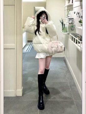 「OLIVE des OLIVE（オリーブデオリーブ）のアイテム（ダウンジャケット/コート）」を使った、リンさん（レディース・155cm）の冬コーディネート