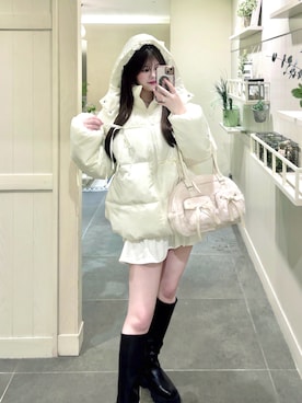「OLIVE des OLIVE（オリーブデオリーブ）のアイテム（ダウンジャケット/コート）」を使った、リンさん（レディース・155cm）の冬コーディネート