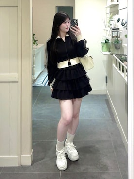 「OLIVE des OLIVE（オリーブデオリーブ）のアイテム（ジャージ）」を使った、リンさん（レディース・155cm）の秋コーディネート