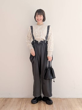 「LOWRYS FARM（ローリーズファーム）のウエストフリルサロペット　130967（ワンピース）」を使った、eriiiii36さん（レディース・169cm）の秋コーディネート