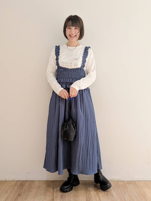 セール】シャーリングギャザーワンピース 140715（ワンピース