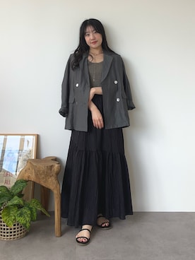 「ラメ」｜「アイテム（ジャケット/アウター）」を使った、Kanna_Kさん（レディース・157cm）の春コーディネート
