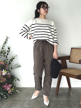 「TRICOTS JEAN MARC（トリコットジーンマルク）のアイテム（ニット/セーター）」を使った、Kanna_Kさん（レディース・157cm）の春コーディネート