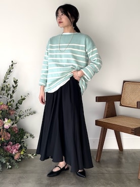 「TRICOTS JEAN MARC（トリコットジーンマルク）のアイテム（ニット/セーター）」を使った、Kanna_Kさん（レディース・157cm）の春コーディネート