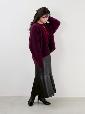 「MICA&DEAL（マイカ＆ディール）のラクーンデュアルカーディガン（カーディガン/ボレロ）」を使った、Kanna_Kさん（レディース・157cm）の秋コーディネート