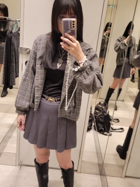 「NET（ネット）のアイテム（ブルゾン）」を使った、Ame Kazamaさん（レディース・171cm）の秋コーディネート