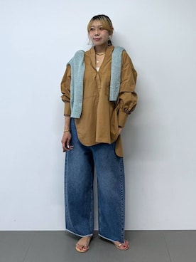 「BABYLONE（バビロン）のバレルレッグデニムパンツ（デニムパンツ）」を使った、bl_kinariさん（レディース・170cm）の春コーディネート
