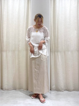 「BABYLONE（バビロン）のロングベアテレコパット付きキャミ（キャミソール）」を使った、bl_kinariさん（レディース・170cm）の春コーディネート