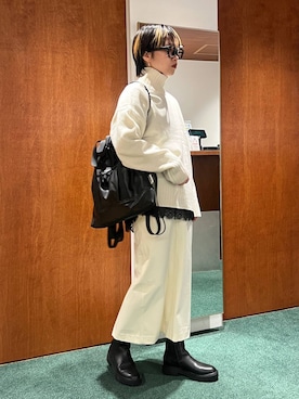 「BARNYARDSTORM（バンヤードストーム）のBARNYARDSTORM / ハイブリッドストレッチブーツ（ブーツ）」を使った、byyamaguchiさん（レディース・161cm）の秋コーディネート