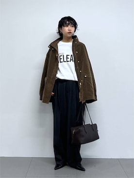 「VELETTO（ベレット）のBARNYARDSTORM / VELETTO(ヴェレット) / スクエアボストンBAG【別注】（ボストンバッグ、ブラウン系）」を使った、byyamaguchiさん（レディース）の夏コーディネート