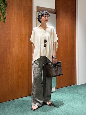 「BARNYARDSTORM（バンヤードストーム）のアイテム（ニット/セーター）」を使った、byyamaguchiさん（レディース・162cm）の夏コーディネート