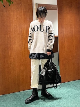 「BARNYARDSTORM（バンヤードストーム）のBARNYARDSTORM / ハイブリッドストレッチブーツ（ブーツ）」を使った、byyamaguchiさん（レディース・161cm）の秋コーディネート
