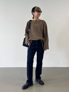 「アイテム（サスペンダー）」を使った、byyamaguchiさん（レディース・161cm）の秋コーディネート