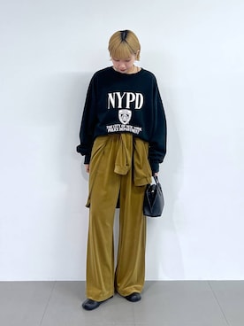 「BARNYARDSTORM（バンヤードストーム）の【「i.style closet」ご紹介アイテム】 BARNYARDSTORM / トリコットコールシャツ＜セットアップ対応＞（シャツ/ブラウス、イエロー系）」を使った、byyamaguchiさん（レディース）の秋コーディネート