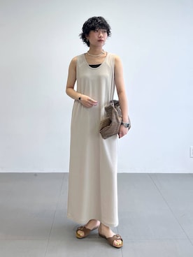 「PLAKTON（プラクトン）のBARNYARDSTORM / PLAKTON(プラクトン) / フリンジサンダル（サンダル、ブラウン系）」を使った、byyamaguchiさん（レディース）の夏コーディネート