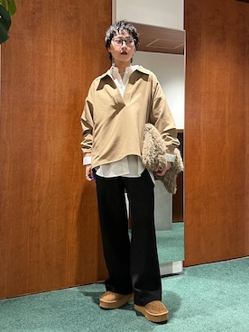 「アイテム（スリッポン）」を使った、byyamaguchiさん（レディース・162cm・20代）の冬コーディネート