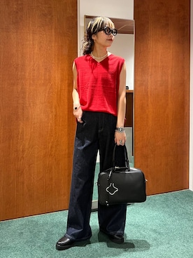 「アイテム（ベスト、レッド系）」を使った、byyamaguchiさん（レディース・161cm）の夏コーディネート