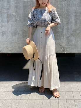 「RAY CASSIN（レイカズン）のアイテム（帽子）」を使った、misumiさん（レディース・148cm）の夏コーディネート
