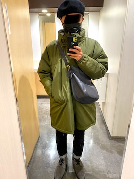 「SPINNS（スピンズ）のアイテム（ハンチング/ベレー帽）」を使った、タニさんさん（メンズ・169cm）の冬コーディネート