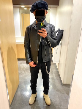 「アイテム（ウォレットチェーン）」を使った、タニさんさん（メンズ・169cm）の秋コーディネート