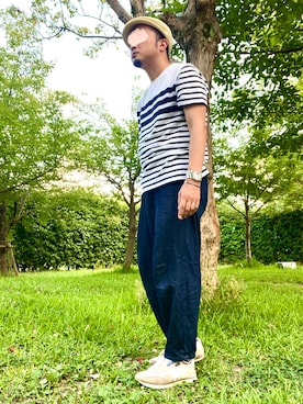 「BACK NUMBER（バックナンバー）のアイテム（Tシャツ/カットソー）」を使った、タニさんさん（メンズ・169cm）の夏コーディネート