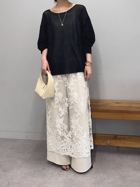 「GALLARDAGALANTE（ガリャルダガランテ）のシアーレースキャミワンピース（ワンピース、ホワイト系）」を使った、gg__erinaさん（レディース・165cm）の夏コーディネート