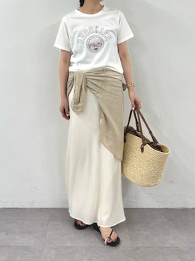「GALLARDAGALANTE（ガリャルダガランテ）のヴィンテージロゴTee（Tシャツ/カットソー、ホワイト系）」を使った、gg__erinaさん（レディース・165cm）の夏コーディネート